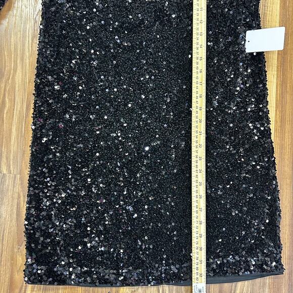 Black Sequin Long Sleeve Mini Dress XS Party Holiday NYE Cocktail Coquette - Picture 10 of 11